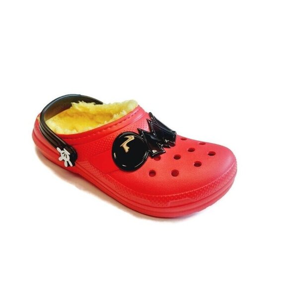 CROCS Classic Disney Mickey Mouse Lined Clog Lightweight Slip On Shoes Size J4 - Picture 1 of 9